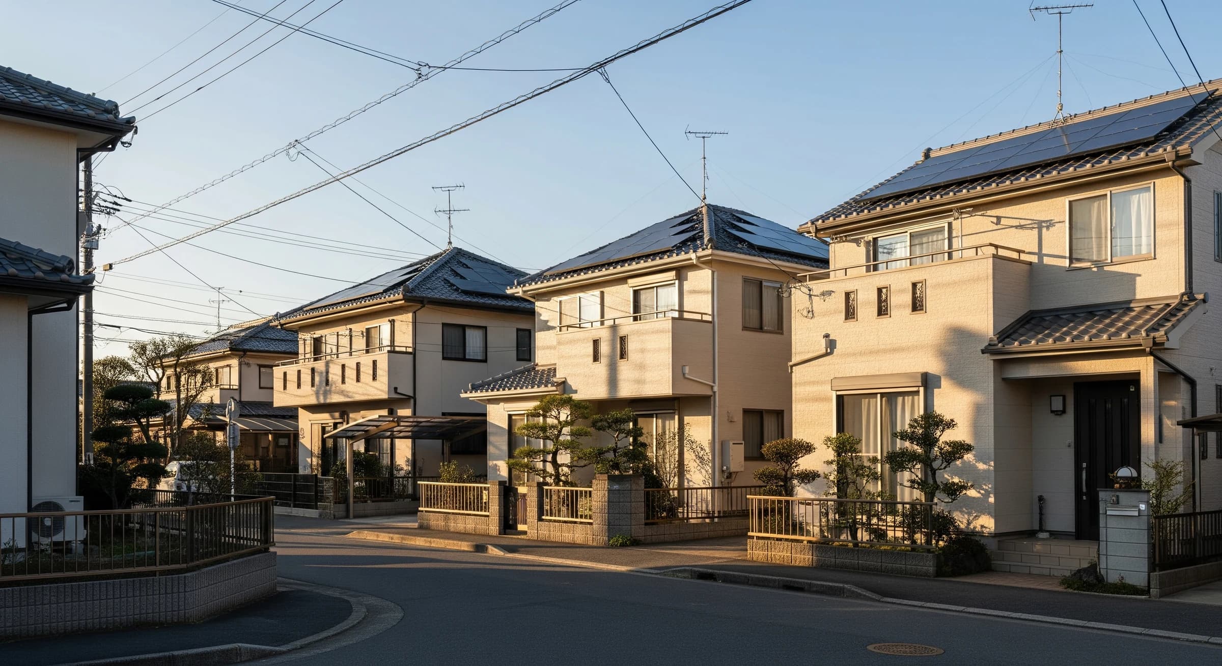 太陽光パネルを設置した住宅街
